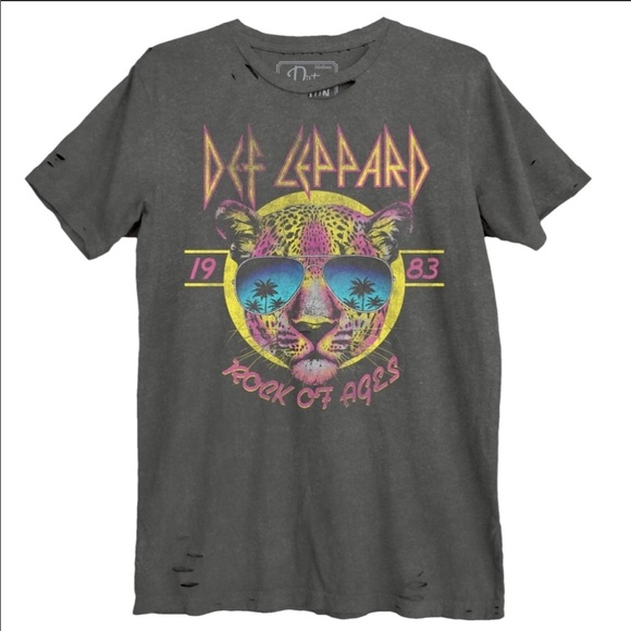 Extra-Small Womens Destroyed Def Leppard Grey Cat Tshirt - Picture 2 of 8